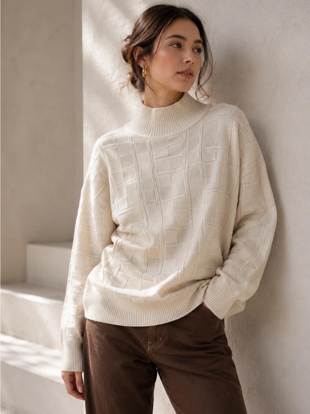 Zankov Tilly Oversized 100% Merino Wool Textured Knit Sweater Sz Medium
